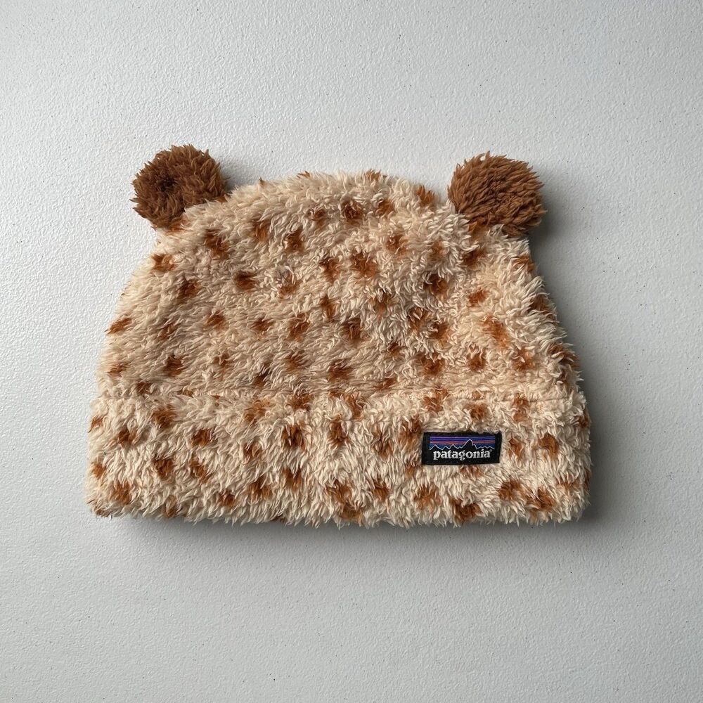 Patagonia Baby Furry Friends Winter Hat Dear Dear Tuber Tan Tan Brown 18-24mo